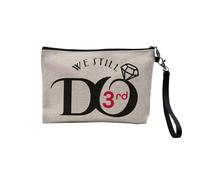 Pochette en Lin - We Still Do 3rd Anniversaire de Mariage Celebration Idée Cadeau Couple Mariage - Trousse Maquillage en Toile Aspect Lin - Trousse de Toilette - 23,5 x15 cm