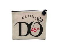 Pochette en Lin - We Still Do 45th Anniversaire de Mariage Celebration Idée Cadeau Couple Mariage - Trousse Maquillage en Toile Aspect Lin - Porte Monnaie - 15 x10 cm