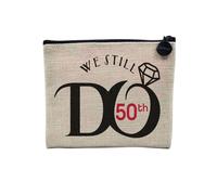 Pochette en Lin - We Still Do 50th Anniversaire de Mariage Celebration Idée Cadeau Couple Mariage - Trousse Maquillage en Toile Aspect Lin - Porte Monnaie - 15 x10 cm