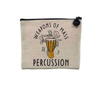 Pochette en Lin - Weapons of Mass Percussion Musique Musicien Djembe - Trousse Maquillage en Toile Aspect Lin - Porte Monnaie - 15 x10 cm