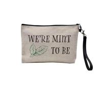 Pochette en Lin - We're Mint to be Lovers Plants Pot Gardening - Trousse Maquillage en Toile Aspect Lin - Trousse de Toilette - 23,5 x15 cm