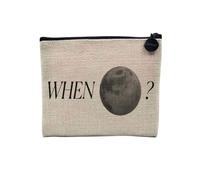 Pochette en Lin - When to The Moon? Crypto Currency Trading Blockchain Finance Business Bitcoin Humour Meme - Trousse Maquillage en Toile Aspect Lin - Porte Monnaie - 15 x10 cm