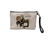 Pochette en Lin - Where did All My Money Goya Jeu de Mot Humour Art - Trousse Maquillage en Toile Aspect Lin - Trousse de Toilette - 23,5 x15 cm
