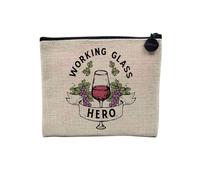 Pochette en Lin - Working Glass Hero Wine Working Class Song - Trousse Maquillage en Toile Aspect Lin - Porte Monnaie - 15 x10 cm