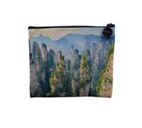 Pochette en Lin - Wulingyuan Chine UNESCO Patrimoine Mondiale Avatar Montagne - Trousse Maquillage en Toile Aspect Lin - Porte Monnaie - 15 x10 cm