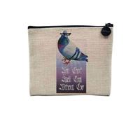 Pochette en Lin - You Can't Spell Cool Collage Vintage Illustration Art Animal Pigeon Humour Puns Zoomer Streetwear Parodie - Trousse Maquillage en Toile Aspect Lin - Porte Monnaie - 15 x10 cm