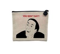 Pochette en Lin - You Don't Say Meme Nicolas Cage Troll Face - Trousse Maquillage en Toile Aspect Lin - Porte Monnaie - 15 x10 cm