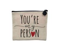 Pochette en Lin - You're My Person Anniversary Celebration Gift Ideas Couple Marriage Love - Trousse Maquillage en Toile Aspect Lin - Porte Monnaie - 15 x10 cm