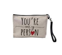 Pochette en Lin - You're My Person Anniversary Celebration Gift Ideas Couple Marriage Love - Trousse Maquillage en Toile Aspect Lin - Trousse de Toilette - 23,5 x15 cm