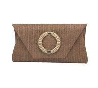 Pochette en paille pour femme - Sac à bandoulière d'été - Sac à bandoulière - Portefeuille tissé - Cadeau - Pochette en paille pour femme, marron, One Size