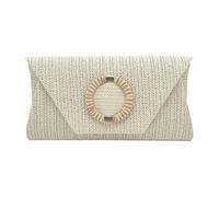 Pochette en paille pour femme - Sac à bandoulière d'été - Sac à bandoulière - Portefeuille tissé - Cadeau - Pochette en paille pour femme, blanc, One Size