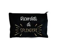 Pochette en toile noire avec inscription « Souvenez-vous de briller », 21 x 3 cm