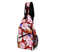 Pochette Epaule Pivoine Phénix Chinoise Fleur Orientale Japonaise Sac À Poitrine Sécurité Élevé Sac A Main Bandoulieres Étanche Sac Business pour Camping Randonnée Loisir