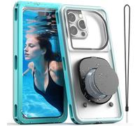 Pochette étanche IPX8 de 30 m, coque étanche pour iPhone 11-16/Pro Max, Sam S24 (jusqu'à 6,9"), résistante aux chutes et écran tactile HD étanche pour la natation, la plongée avec tuba (vert)