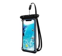 Pochette étanche noire pour téléphone - Étui étanche pour téléphone portable | Coque transparente pour écran tactile avec cordon | 19,9 x 12,4 cm - Pochette étanche pour la plage, la croisière, la