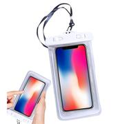 Pochette étanche pour la natation - Sac étanche flottant avec cordon, étui de téléphone phosphorescent de rangement étanche, résistant aux chocs, pochette étanche pour voyage, croisière, kayak, blanc