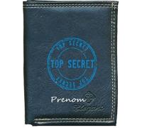 Pochette Etui Petit Portefeuille Homme, porte monnaie, cartes, papiers Top Secret Personnalise avec votre prenom