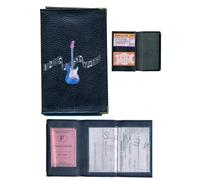 Pochette Etui Protection cuir Noir Porte Carte Grise - papiers voiture - permis de conduire Guitare