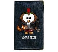 Pochette Etui Protection cuir Porte Carte Grise papiers voiture permis de conduire Noir Hibou rock Noir G