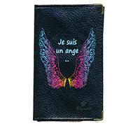 Pochette Etui Protection Cuir Porte Carte Grise papiers Voiture permis de Conduire Noir Je suis Un Ange