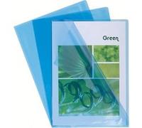 Exacompta - Réf. 661225E - Boîte de 100 pochettes coin lisse en PVC semi rigide 13/100ème - Format à classer A4 - Avec encoche pour facilité l'ouverture - Coloris bleu