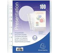 EXACOMPTA Sachet 100 pochettes perforées PP A4 grainé 5/100 Transparent