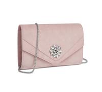 Pochette femme élégante strass et simili-suede pour mariage - Clutch cérémonie avec chaîne amovible - Sac soirée polyvalent, Rose