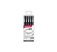 Pochette feutres d'écriture et de dessin - Pointes calibrées et biseautées - Noir - 5 pcs
