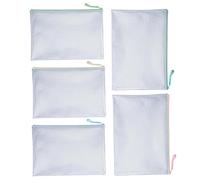 Pochette Filet Fermeture Éclair, Sac de Rangement Format A4 Organisateur Trousse, Lot De 5 Organisateurs Transparents Imperméables Pour Fournitures De Accessoires De Classement
