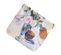 Pochette florale, petit portefeuille compressible, 8,9 x 8,9 cm, étui avec ressort, cuir imperméable, porte-monnaie avec style artistique, porte-cartes pour filles de voyage, a, Refer to