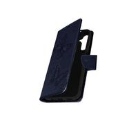 Pochette Folio pour Galaxy A14 4G et 5G Motif Papillon Support Bleu Nuit