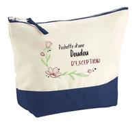 Pochette fond bleu Doudou d'exception - Cadeau Original - Anniversaire - Personnalisé Trousse Maquillage Grand Format