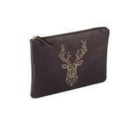 Clairefontaine Grande pochette universelle 410185C - Cuir véritable 27 x 19 cm - Noir décor Cerf