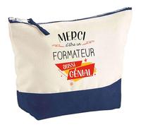 Pochette Formateur Merci Génial | Idée Cadeau pour Collègue Travail Retraite Trousse Grand Format Maquillage Toilette