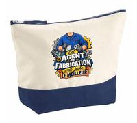 Pochette Grand Format Agent de Fabrication C'est Juste Le Meilleur Métier | Coton Bicolore 5 L 33 × 23 cm Zip Métal | Trousse de Toilette Vanity Maquillage Voyage | Cadeau Femme Anniversaire