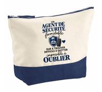 Pochette Grand Format Agent de Sécurité Formidable | Coton Bicolore 5 L 33 × 23 cm Zip Métal | Trousse de Toilette Vanity Maquillage Voyage | Idée Cadeau Vigile Noël Départ