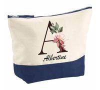 Pochette Grand Format Albertine | Coton Bicolore 5 L 33 × 23 cm Zip Métal | Trousse de Toilette Vanity Maquillage Voyage | Cadeau Femme Anniversaire