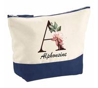 Pochette Grand Format Alphonsine | Coton Bicolore 5 L 33 × 23 cm Zip Métal | Trousse de Toilette Vanity Maquillage Voyage | Cadeau Femme Anniversaire