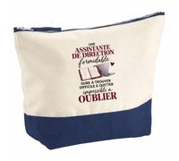 Pochette Grand Format Assistante de Direction Formidable | Coton Bicolore 5 L 33 × 23 cm Zip Métal | Trousse de Toilette Vanity Maquillage Voyage | Idée Cadeau Secrétaire Noël Départ