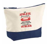 Pochette Grand Format Athletisme Formidable | Coton Bicolore 5 L 33 × 23 cm Zip Métal | Trousse de Toilette Vanity Maquillage Voyage | Idée Cadeau Noël Départ