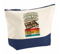 Pochette Grand Format Backgammon Pourquoi Je perds | Coton Bicolore 5 L 33 × 23 cm Zip Métal | Trousse de Toilette Vanity Maquillage Voyage | Cadeau Femme Anniversaire
