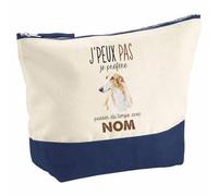 Pochette Grand Format Barzoï 05-Passer-du-Temps | Coton Bicolore 5 L 33 × 23 cm Zip Métal | Trousse de Toilette Vanity Maquillage Voyage | Cadeau Femme Anniversaire