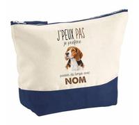 Pochette Grand Format Beagle Harrier 05-Passer-du-Temps | Coton Bicolore 5 L 33 × 23 cm Zip Métal | Trousse de Toilette Vanity Maquillage Voyage | Cadeau Femme Anniversaire