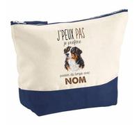 Pochette Grand Format Berger Australien Noir 05-Passer-du-Temps | Coton Bicolore 5 L 33 × 23 cm Zip Métal | Trousse de Toilette Vanity Maquillage Voyage | Cadeau Femme Anniversaire