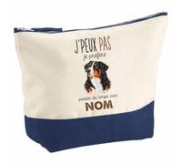 Pochette Grand Format Bouvier d'Appenzell 05-Passer-du-Temps | Coton Bicolore 5 L 33 × 23 cm Zip Métal | Trousse de Toilette Vanity Maquillage Voyage | Cadeau Femme Anniversaire