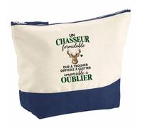 Pochette Grand Format Chasse Formidable | Coton Bicolore 5 L 33 × 23 cm Zip Métal | Trousse de Toilette Vanity Maquillage Voyage | Idée Cadeau Chasseur Noël Départ