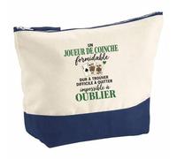 Pochette Grand Format Coinche Formidable | Coton Bicolore 5 L 33 × 23 cm Zip Métal | Trousse de Toilette Vanity Maquillage Voyage | Idée Cadeau Noël Départ