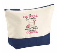 Pochette Grand Format Couture Formidable | Coton Bicolore 5 L 33 × 23 cm Zip Métal | Trousse de Toilette Vanity Maquillage Voyage | Idée Cadeau Couturier Noël Départ
