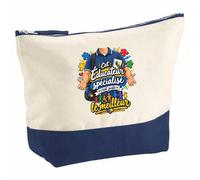 Pochette Grand Format Educateur Specialise C'est Juste Le Meilleur Métier | Coton Bicolore 5 L 33 × 23 cm Zip Métal, Trousse de Toilette Vanity Maquillage Voyage, Cadeau Femme Anniversaire
