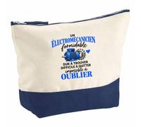 Pochette Grand Format Electromecanicien Formidable | Coton Bicolore 5 L 33 × 23 cm Zip Métal | Trousse de Toilette Vanity Maquillage Voyage | Idée Cadeau Noël Départ